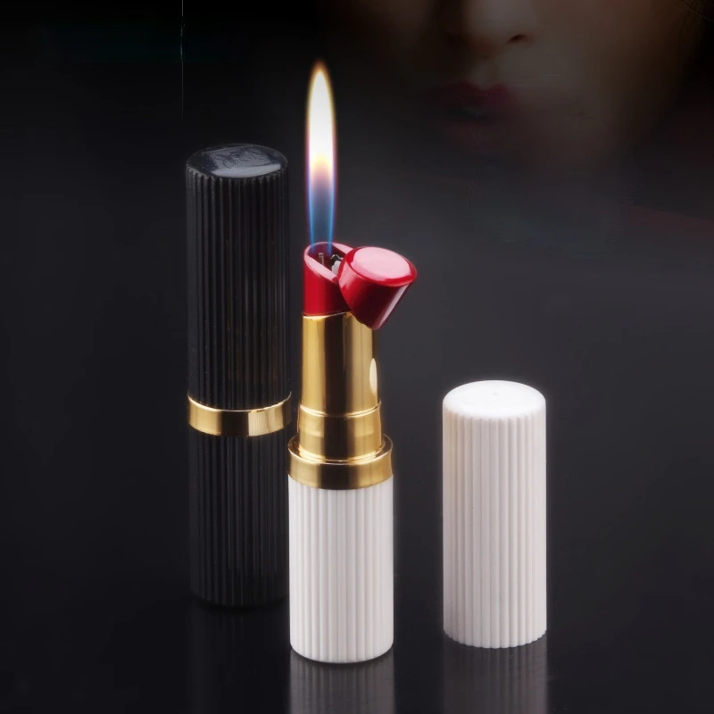 

Inflatable Lighter Personalized Girl Lipstick Lighter Creative Gift Inflatable Open Flame Lighter Smoke Accesoires Gift for Men