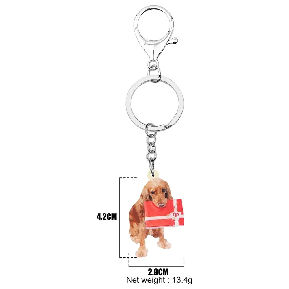 ARWA Acrylic Christmas Golden Retriever Dog Keychain Gift Box Bag Car Purse Animal Key Rings For Women Girls Accessories | Украшения и