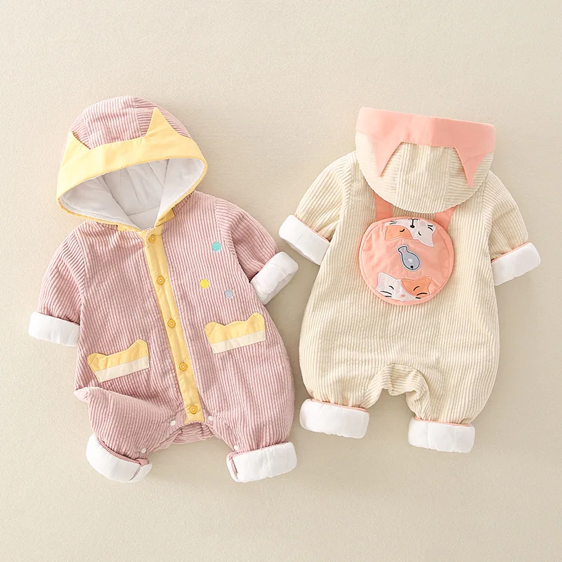 

Baby one-piece quilted winter clothes for boys girls baby thickened autumn and winter newborn romper thin cotton 0-1 years old