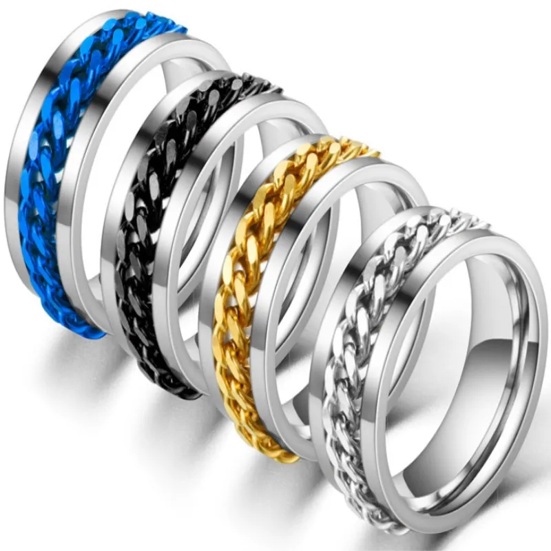 

Hot Sale Titanium Steel Rotating Ring Chain Double Layer Rotating Ring 1pcs