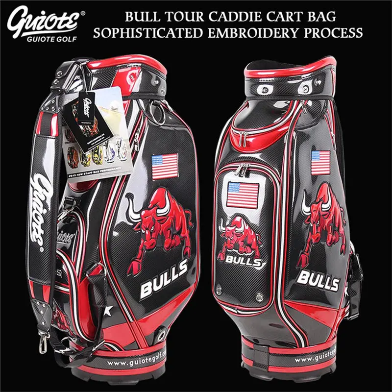 Стандартная сумка для гольфа Cadie Cart сумки с дождевыми капюшонами ПУ кожа 5 способов вышивка Гольф тур сумка для персонала