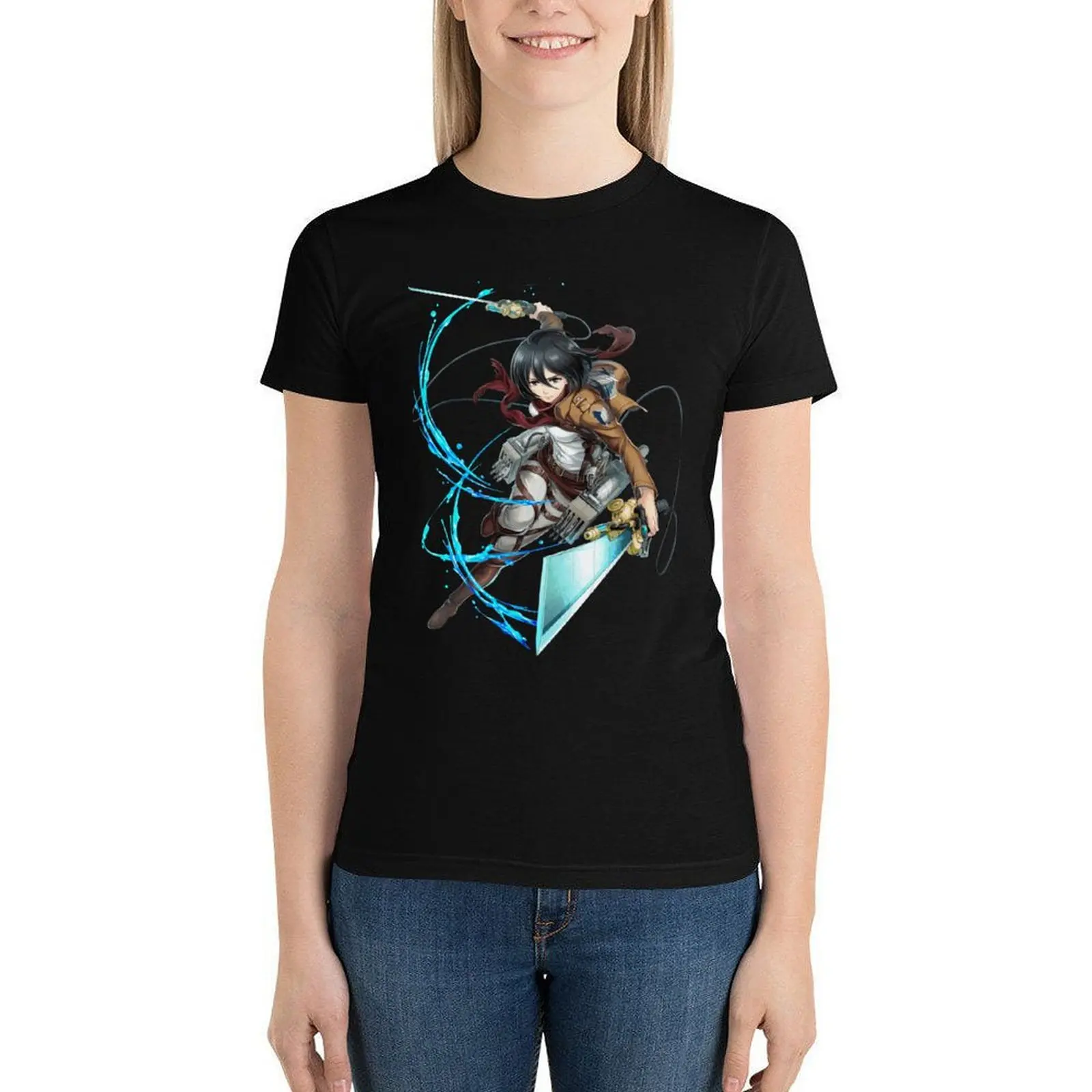 

Attack On Titan Mikasa Ackerman T Shirt Anime Japan 100 Cotton Summer T-Shirt Short Sleeve Print O Neck Simple Womens Tee Shirt