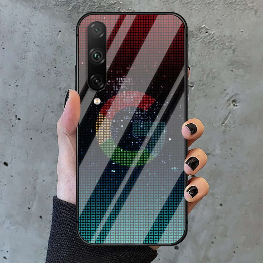 

Googles Logo Phone Tempered Glass Case Cover For huawei honor 7 8 9 10 20 A X S lite i pro Coque Waterproof Black Soft Etui