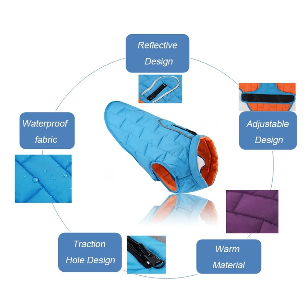 Зимняя одежда для собак светоотражающий водонепроницаемый жилет больших