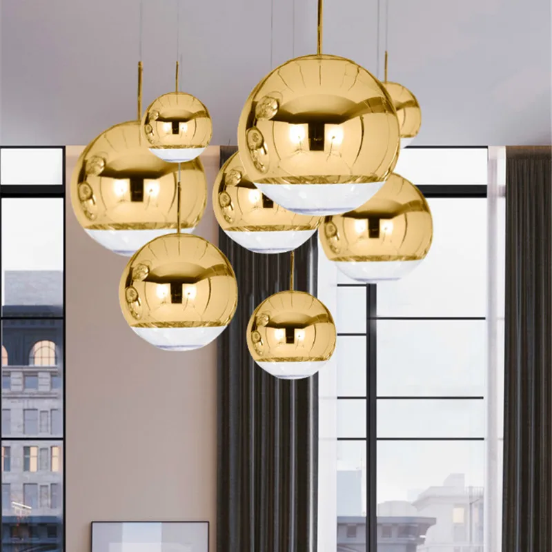 Lámpara colgante de bola de cristal plateado para LOFT, barra de iluminación Industrial, accesorio de luz colgante E27