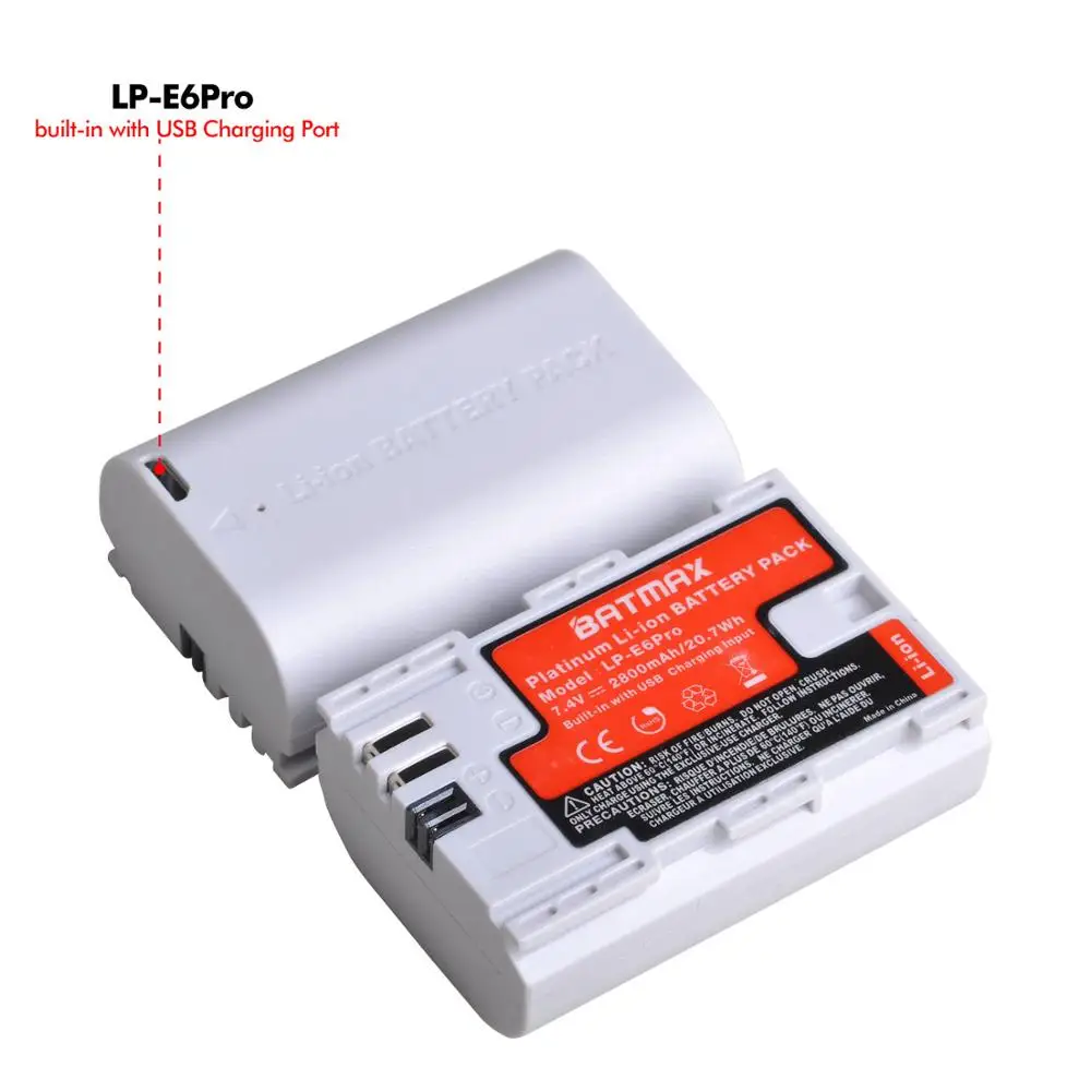 Аккумулятор Batmax LP-E6Pro LPE6N с USB-портом для зарядки Canon EOS 5D Mark II III 5DS R 60D 70D 80D 7D mark новый