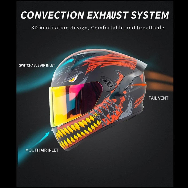 Мотоциклетный шлем с полным лицевым золотистым красным козырьком Casco Moto Racing Casque