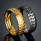 Кольца мужские из нержавеющей стали, классные мотоциклетные Колечки в стиле хип-хоп, панк, байкерское обручальное кольцо с геометрической полоской, цвет золото и серебро
