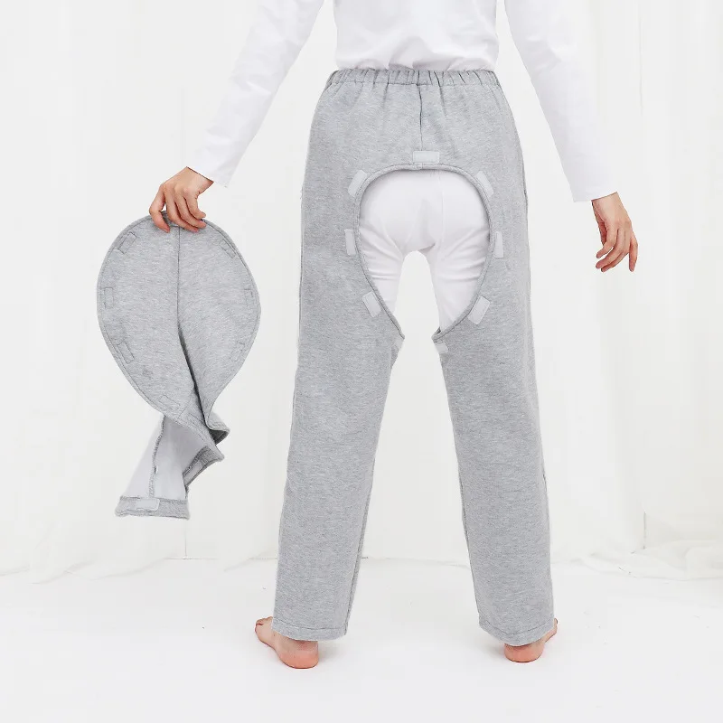 New Open Crotch Pants For The Elderly Paralyzed/Bedridden And Incontinent Patient Surgical Gown Trousers With Thin Fleece