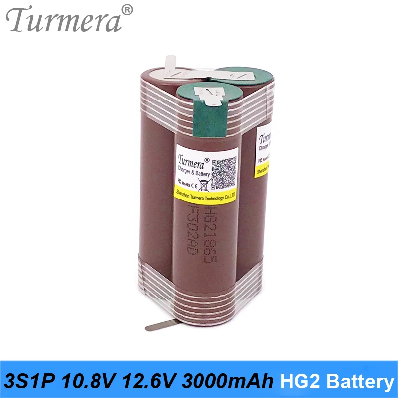 

3S 10.8V 12.6V 18650 HG2 3000mAh 6000mAh Lithium Battery 30A Soldering Strip for Screwdriver Battery Shurika CustomizeMA17