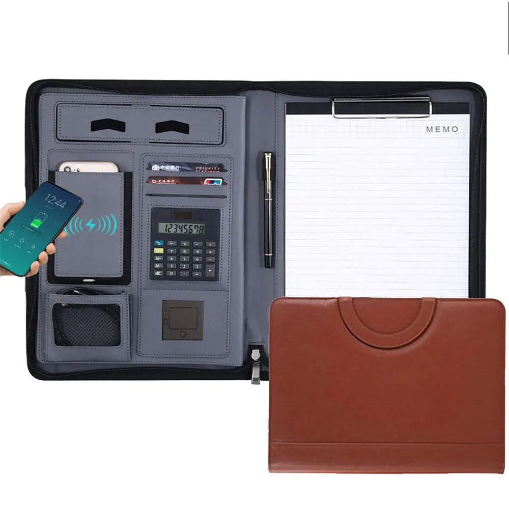 

Кожаная папка для документов с беспроводной зарядкой 8000 мАч