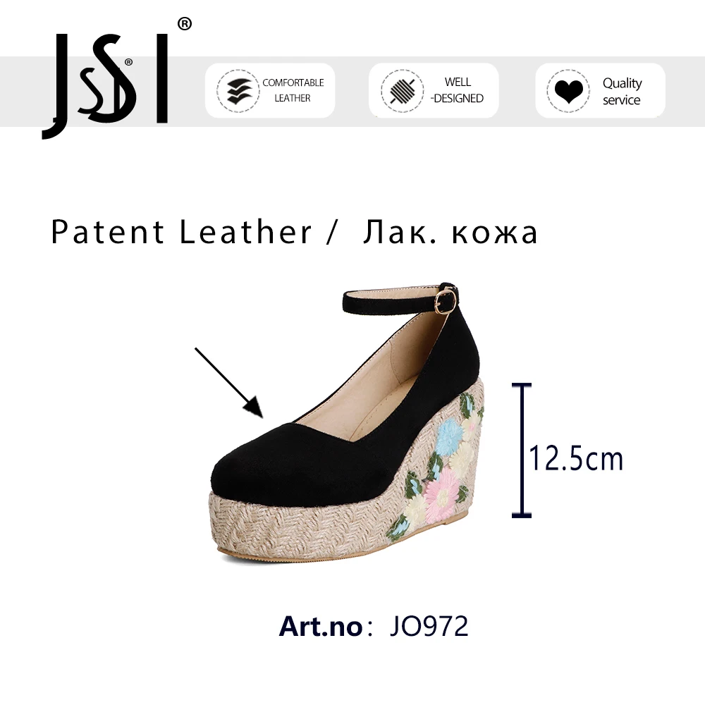 

JSI Pumps Woman Stretch Fabric Woman Round Toe Shallow Straw Ankle Buckle Strap Embroider Flowers Shoes JO972