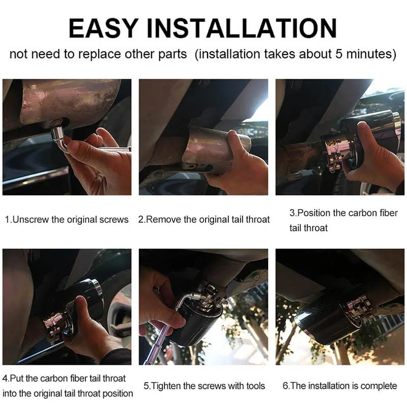 Универсальный двойной наконечник для выхлопной трубы глянцевый из углеродного