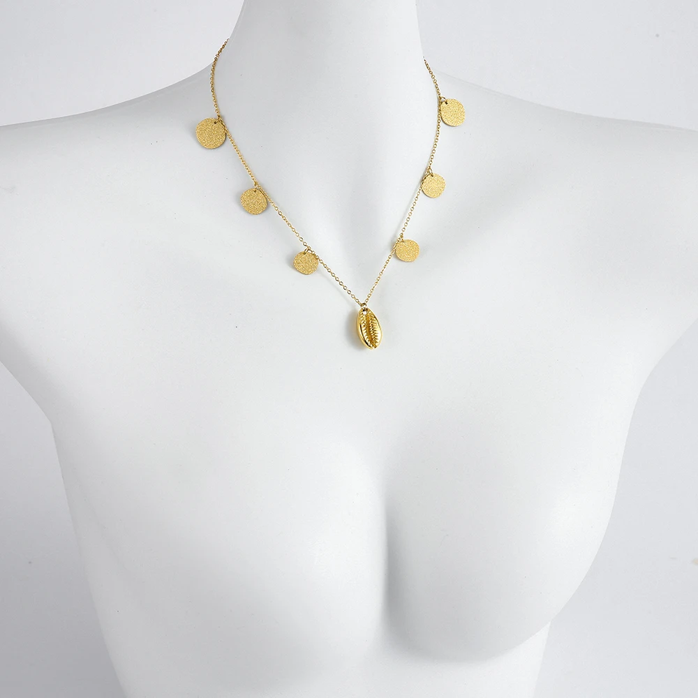 

Wholesale luxury Stainless Steel Shell Necklace with 6pcs Sparkling Plate No rules round Sparkler Pendant 10pcs/lot