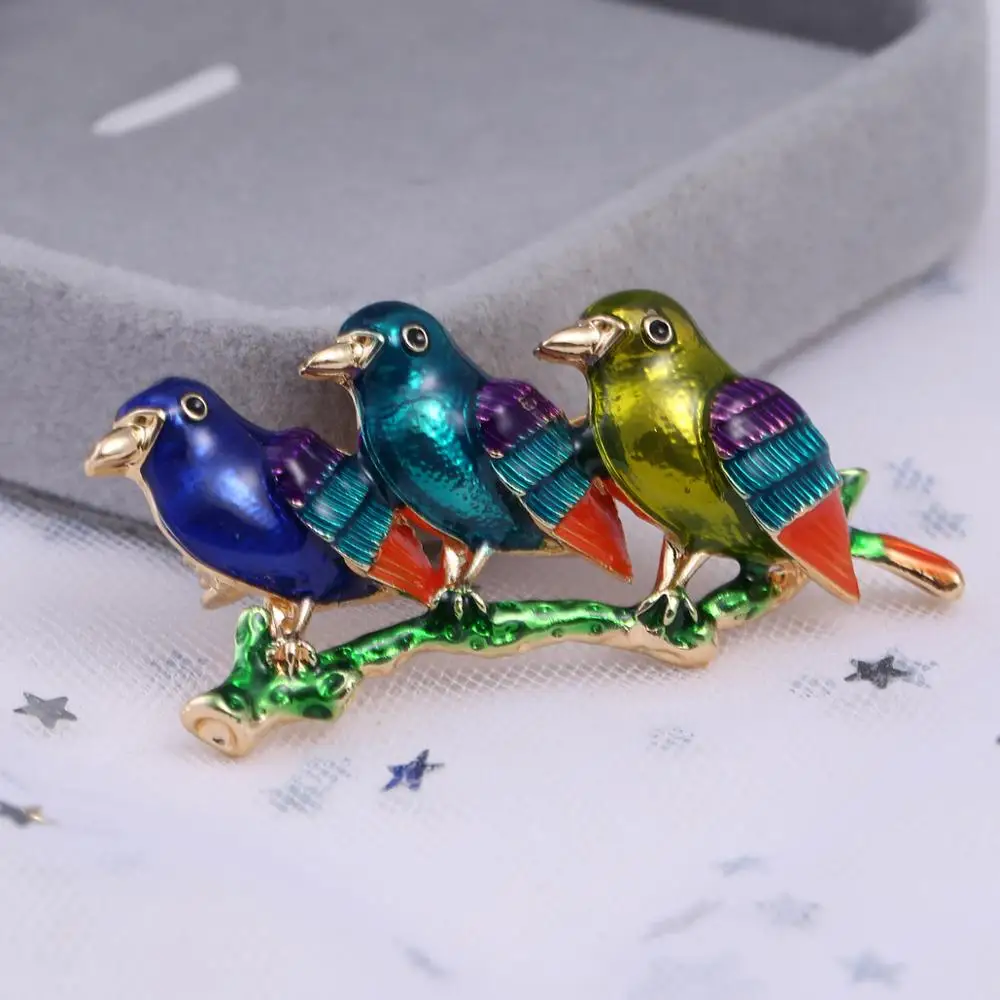 Мужская/женская брошь в форме птицы цветная эмалированная ветки сплав броши с