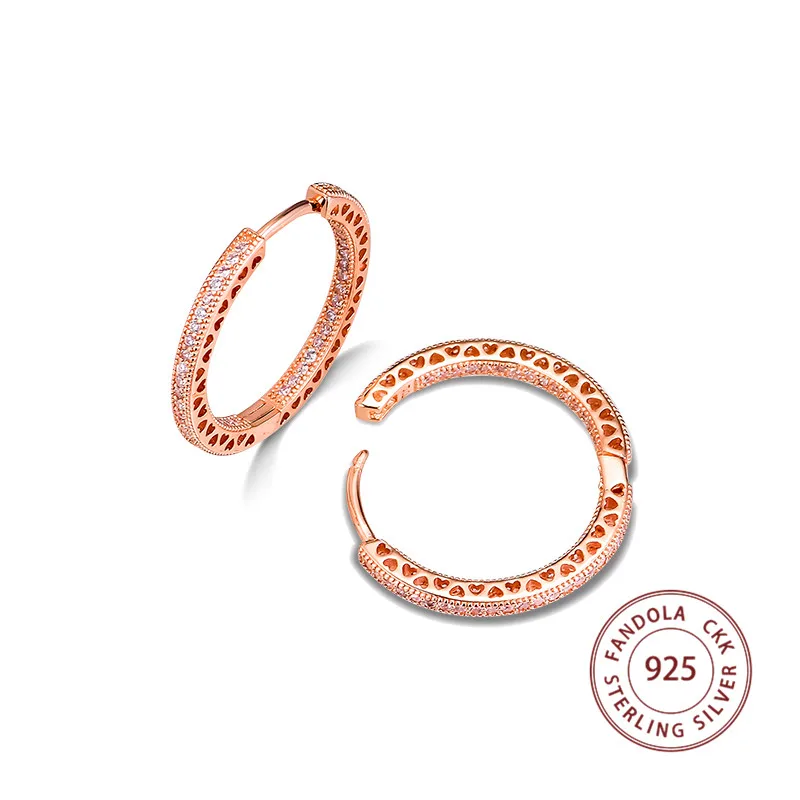 Женские серьги кольца из серебра 925 пробы с подвеской в виде сердца|Серьги-кольца|