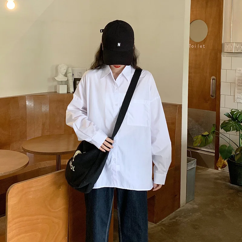 

Блузки женские, Повседневная белая рубашка, Женская демисезонная рабочая одежда, подкладка с длинным рукавом