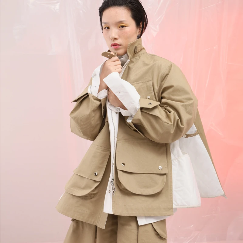 IRINAL06 2019 FW коллекция негабаритных лоскутное стиль сафари женский плащ|Женские