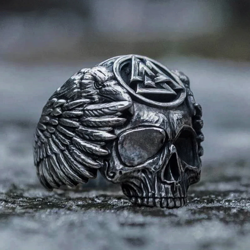 Мужское Винтажное кольцо с черепом из нержавеющей стали в стиле викингов