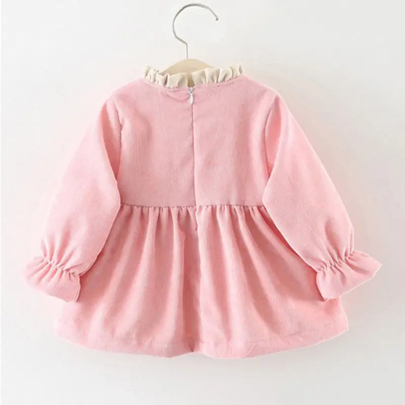 

2020 Toddler Baby Girl Kids Big Bow Warm Party Wedding Princess Winter Dress Long Sleeve Thick Tutu Dresses