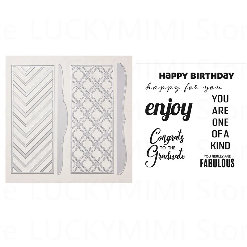 

Word Pattern Metal Cutting Dies And Clear Stamps For DIY Scrapbooking Decoration Craft Greeting Card Embossing Stencil 2022 New