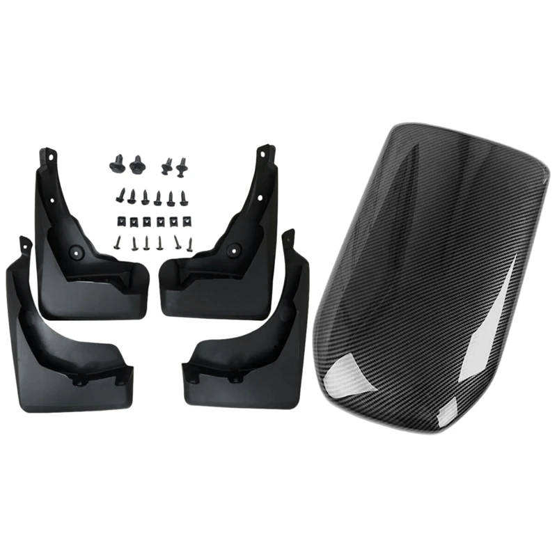 

4 шт. Брызговики от грязи, брызговики, прочные Брызговики и 1 шт. чехол для подлокотника автомобиля, Защитная Крышка центральной консоли