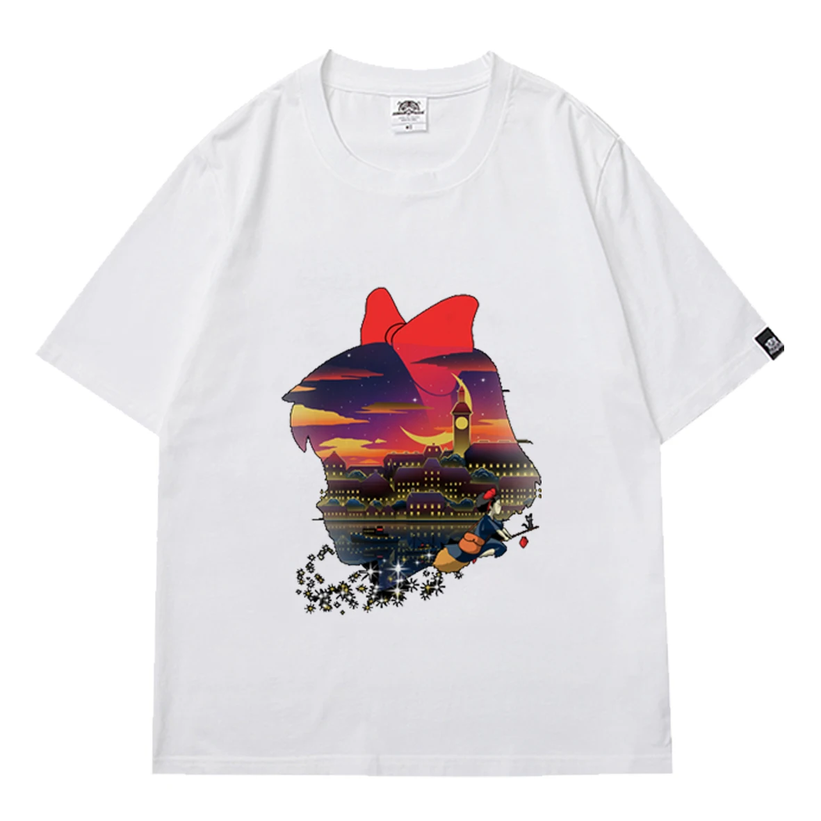 

Kiki's Delivery Service Women's T-shirt Kawaii Cat Girls Anime Female Tee Shirt Cartoon 90s Short Sleeve Oversized T-shirt Top