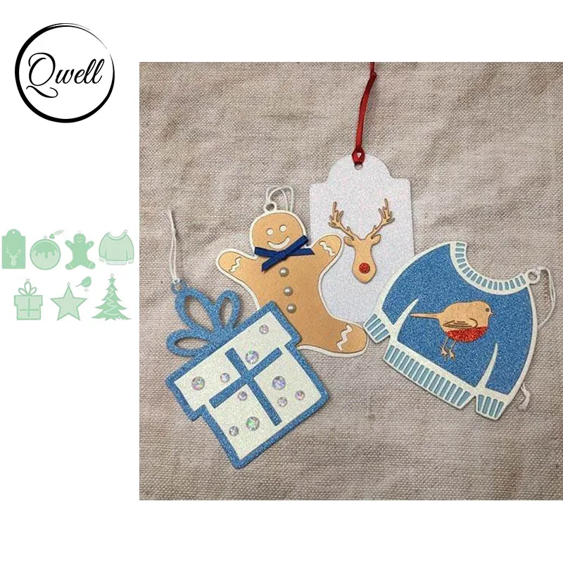QWELL рождественские металлические Вырубные штампы для скрапбукинга и бумажных