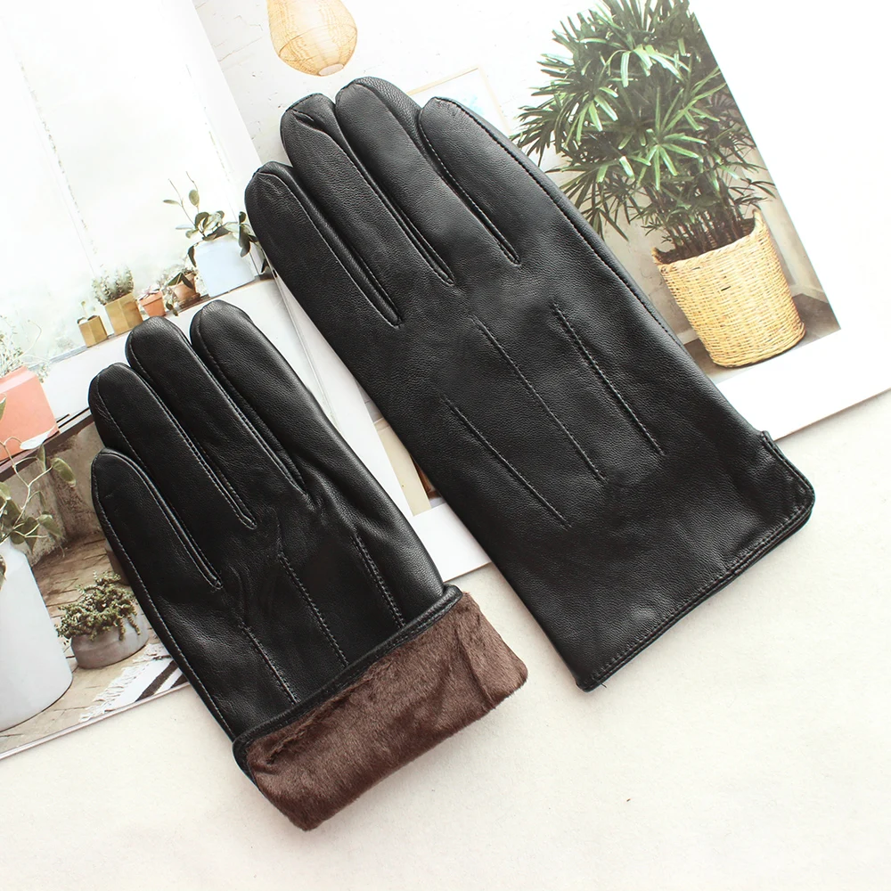 Bickmods Новые мужские модные перчатки из овчины короткие Стильные черные