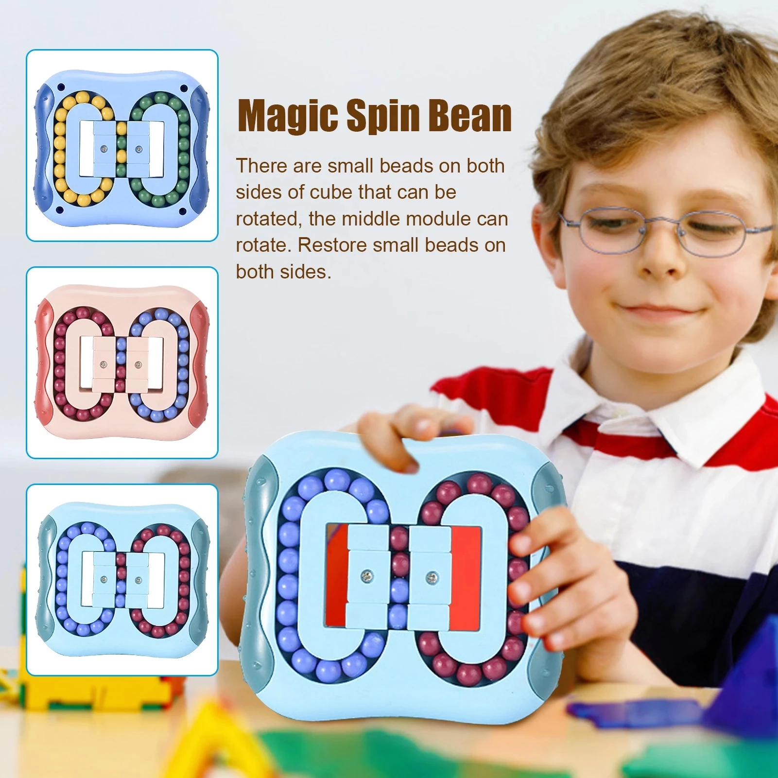 

Rotating Magic Bean Fingertip Cube Toys Child Finger Gyro Magic Disk Decompression Toy Intelligence Fidget Cube Toy