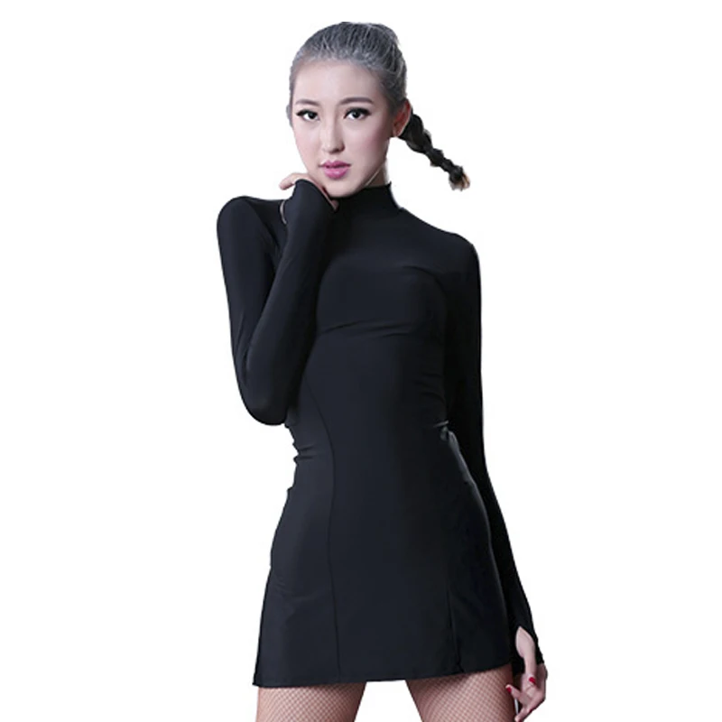 

Latin Dance Dress Long Sleeve High Neck Ballroom Samba Dancewear Performance Clothes Training Costume Practice Wear YS1083