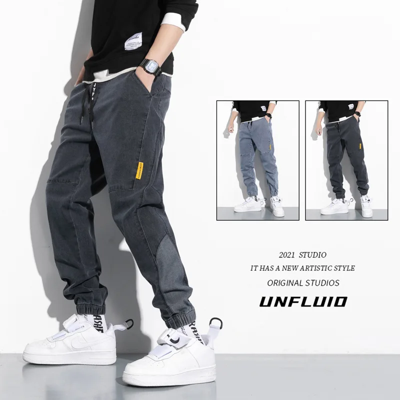 

Jeans men's new loose-fitting overalls men's fashion nine-point casual pants