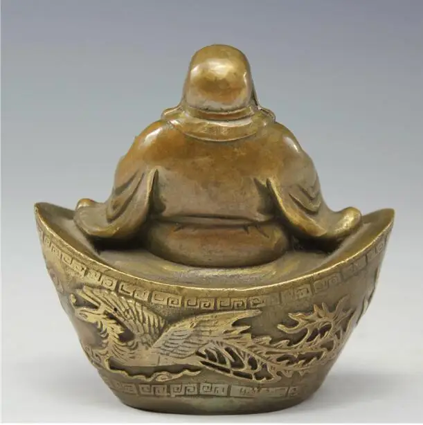 Медная Статуя медного слиток Будда Майтрея антикварная статуя старого Будды Бог