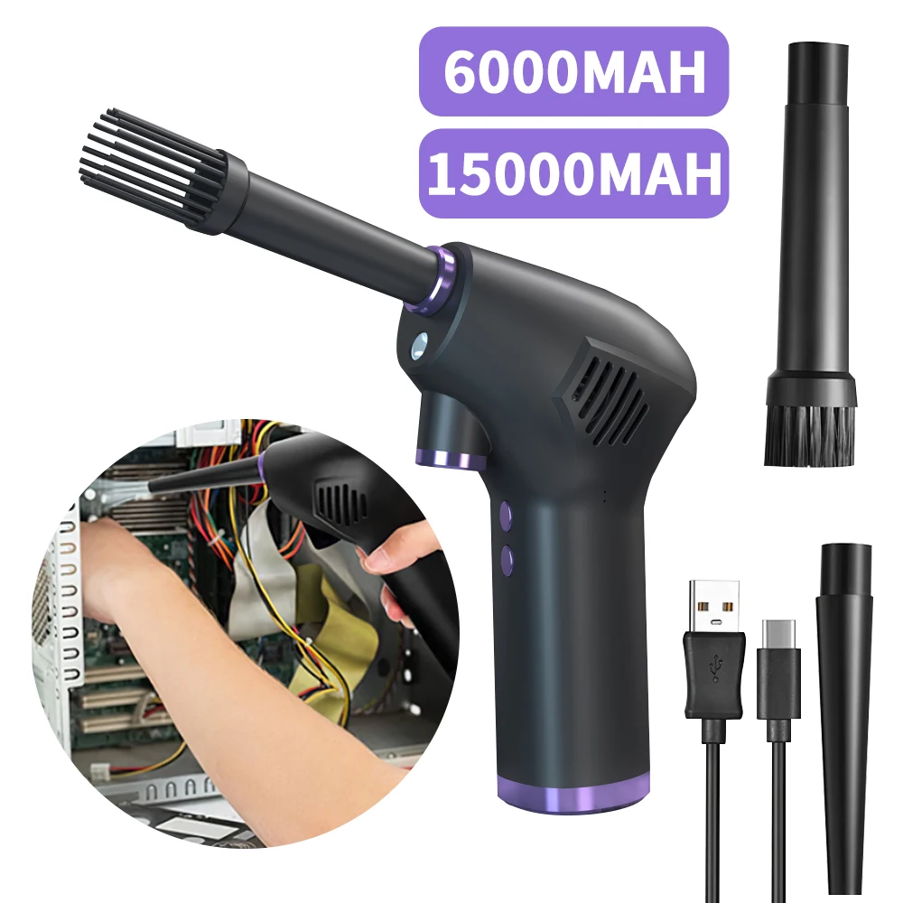 15000mAh Handheld Cordless Air Duster for desktop Keyboard Wireless Car Vacuum Cleaner for Car & Home Dual Use Portable Cleaner