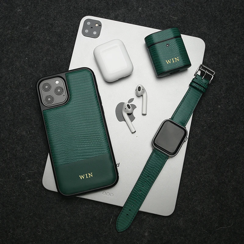 

Зеленая итальянская кожаная ящерица для Iphone 12 13 11 X XR Xs Max