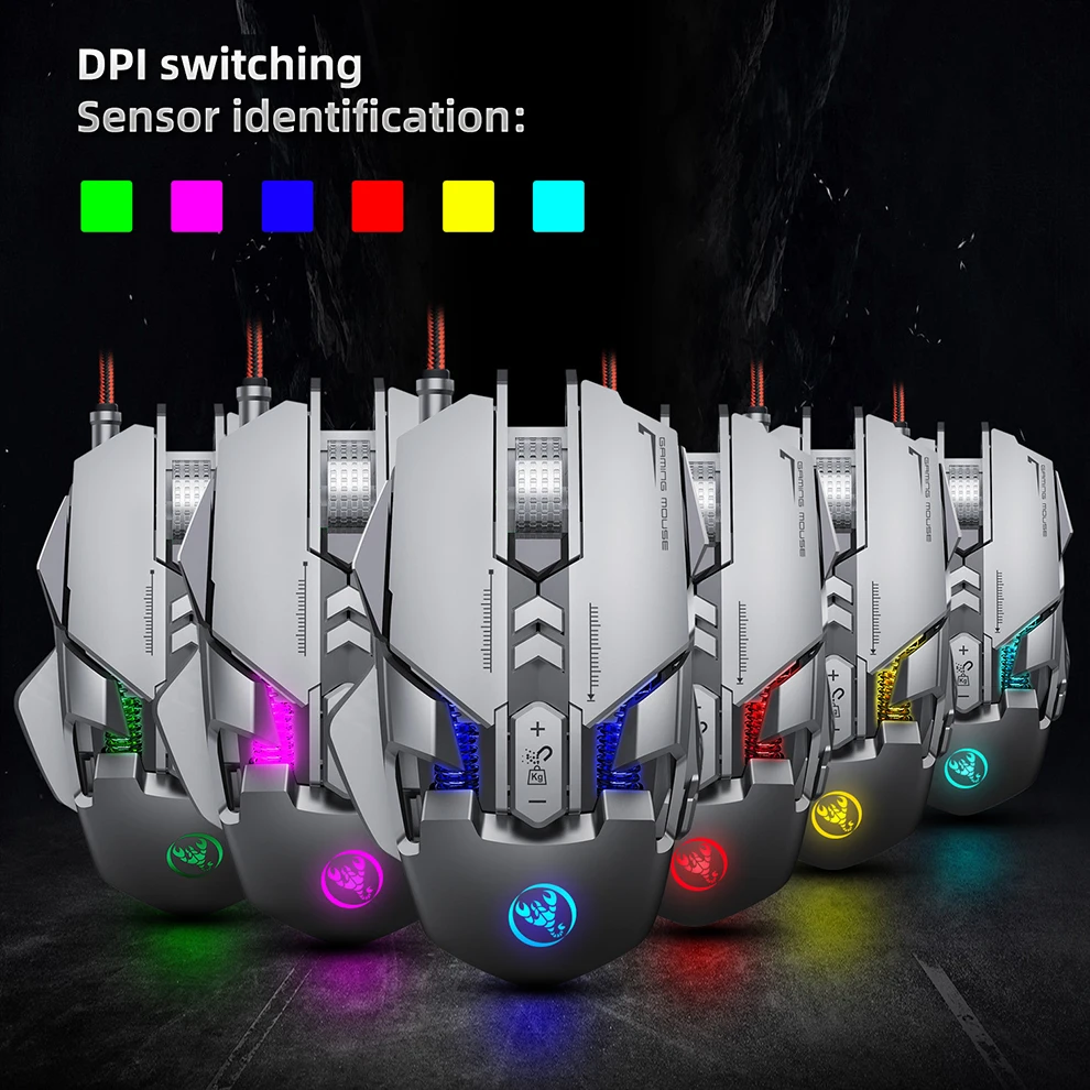 

FOR HXSJ J800 Professional Gaming Mouse 3200DPI Full 7 Programmable Buttons RGB LED Optical USB Wired Game Mice for Laptop Gamer