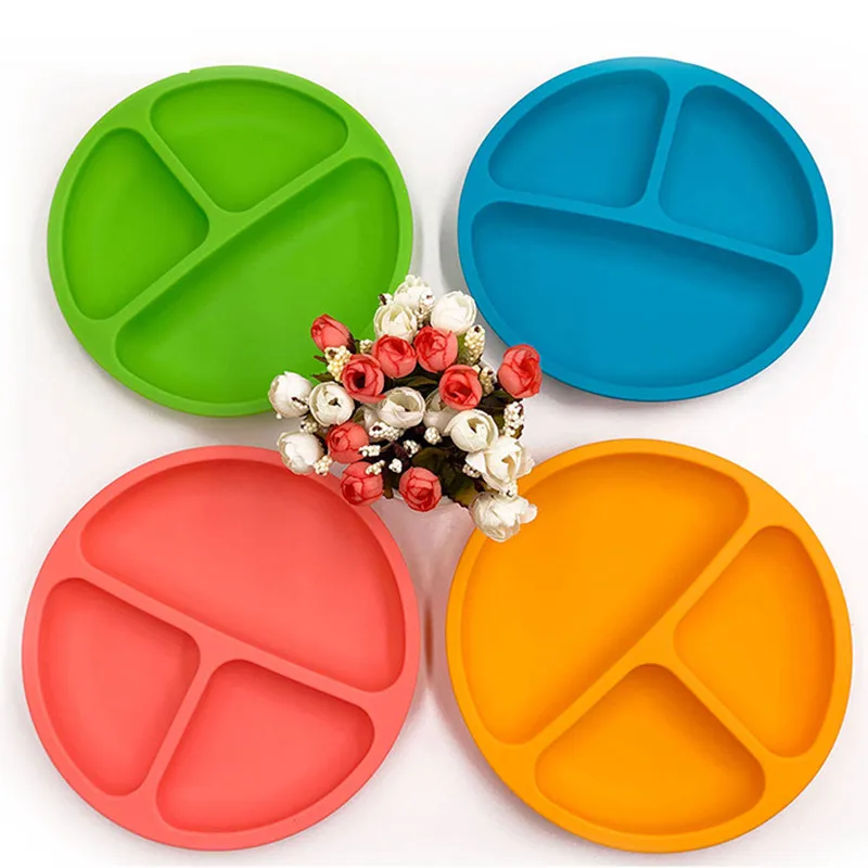 

Silicone Divider Baby Bowl BPA Free Silicone Plate For Toddlers Microwave Dishwasher Oven Safe Divided Infant Feeding Tableware