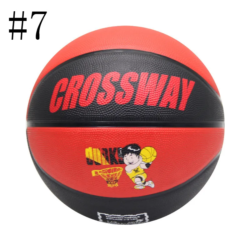 Black red No. 7 Стандартный баскетбольный мяч CROSSWAY#2#3#4#5#6#7 для взрослых и детей, молодежное украшение на бал, резиновое обучение, соревнование для помещений и улицы - Цвет: Black red No. 7