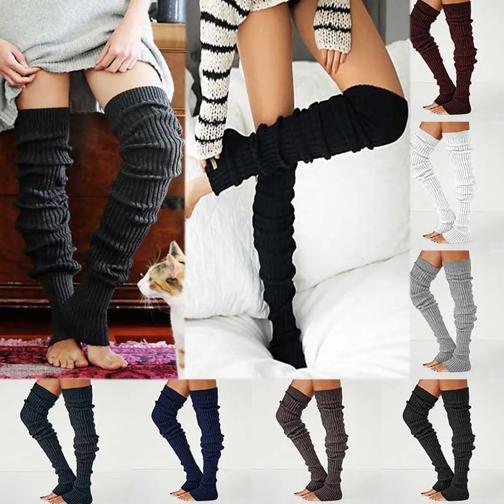

Knitted Dance Knee Socks Sports Protection Warm Socks Lengthened And Autumn Winter Pile Knee Socks U8Z3