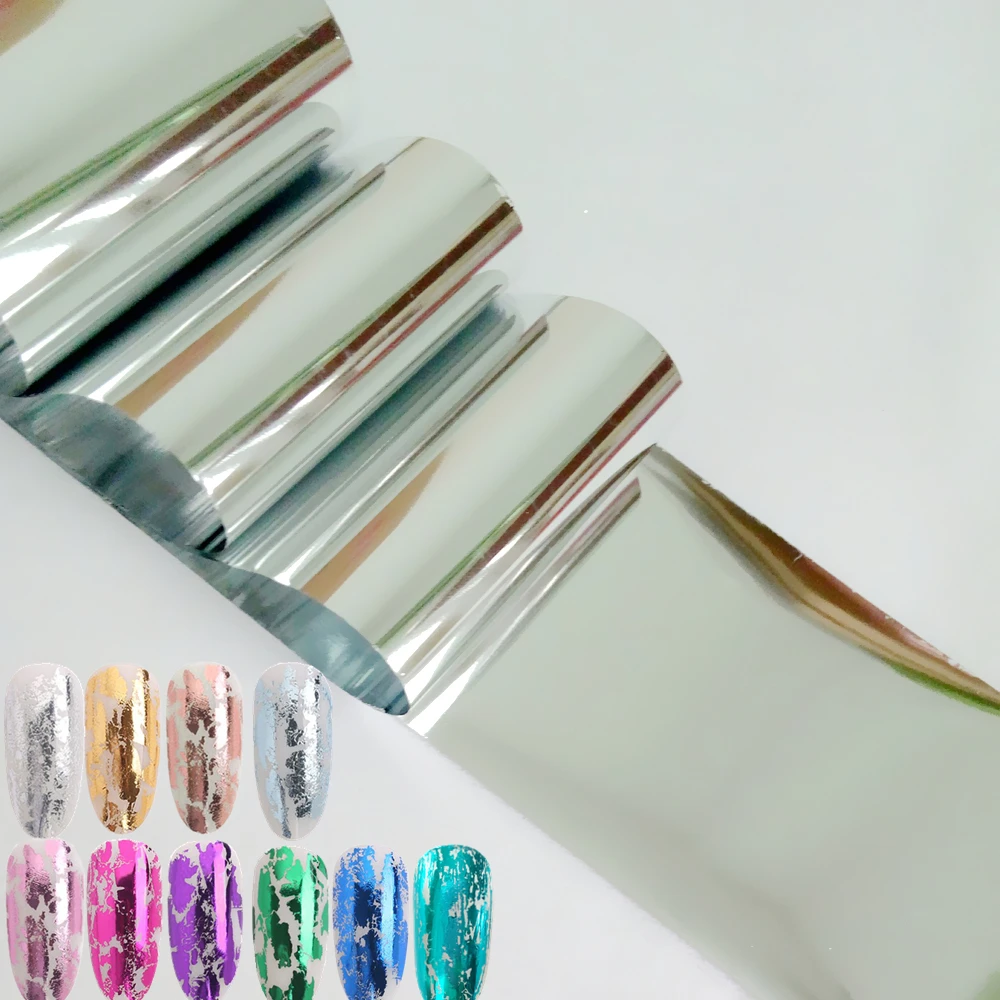 

100cm Metal Mirror Silver Nail Transfer Foil Light Gold Nail Art Sticker DIY Salon Nail Decal Manicure Tools