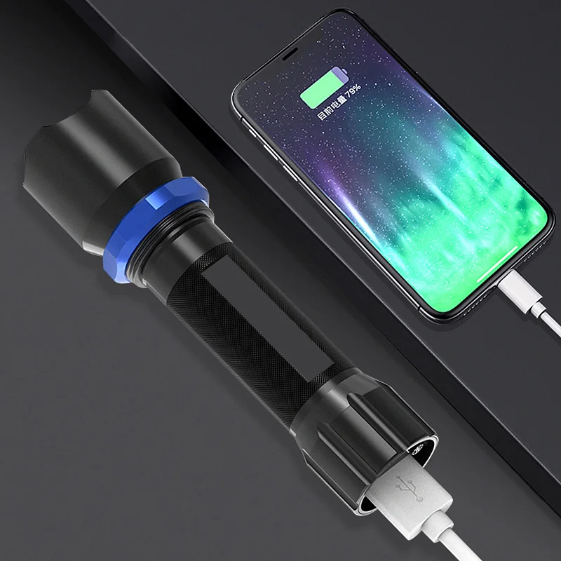 Фонарик с USB-портом для быстрой зарядки мощный внешний фонарь аварийного
