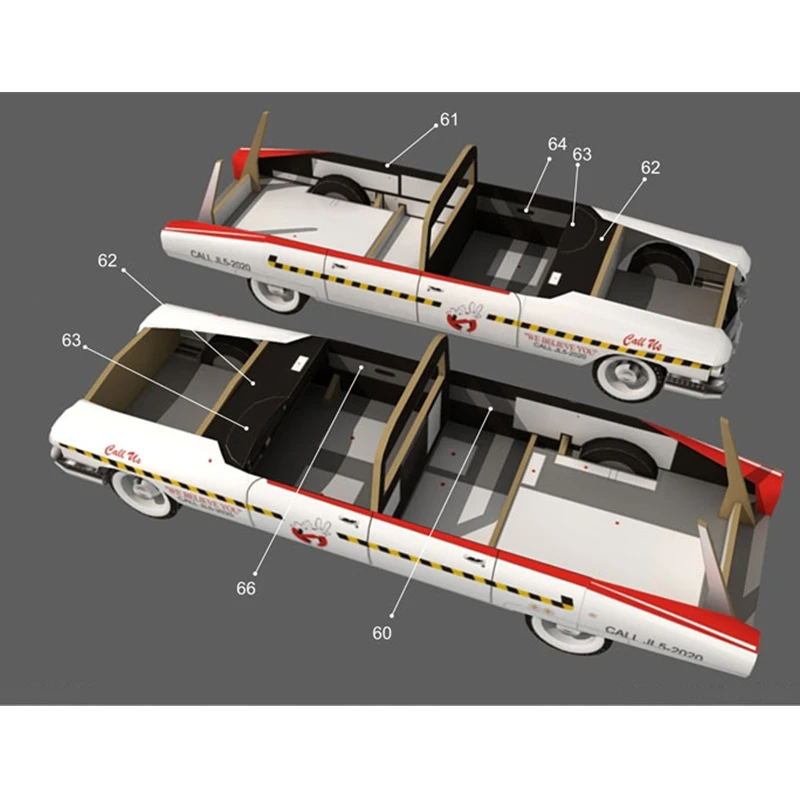 Ghostbusters Ecto-1A hoting wheelsed модель автомобиля Cadillac 3D бумажная Коллекционная фигурка