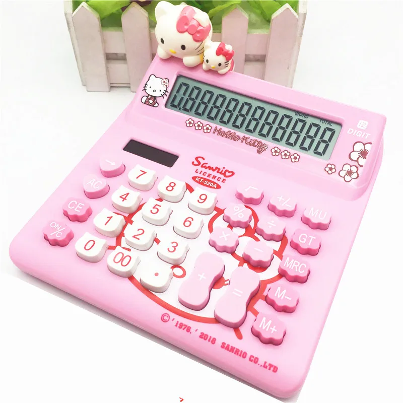 

Large size 12 digit cartoon solar calculator pink doll cute computer 520A Desktop Electric Calculator