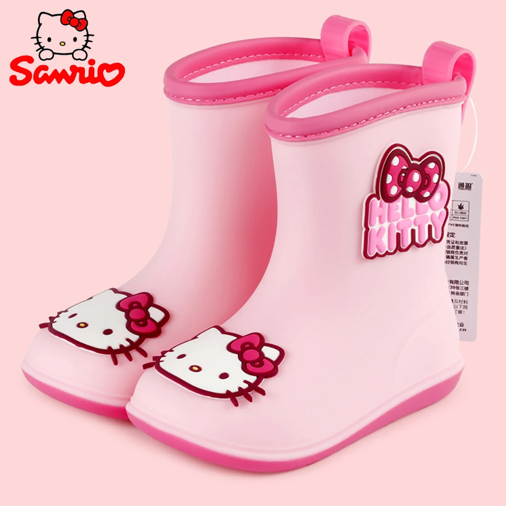 

Детские непромокаемые сапоги Hello Kitty для девочек, милые уличные повседневные легсветильник емые ботинки, всесезонные