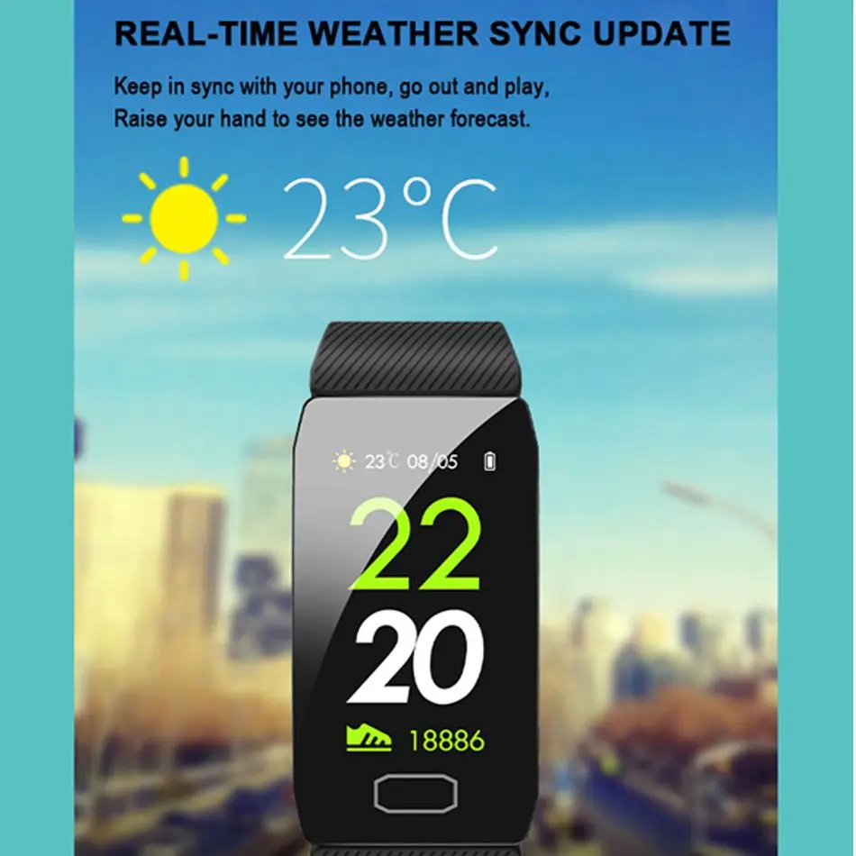Q1 24-hour Heart Rate Blood Oxygen Monitor Smart Watch Band bluetooth Sports Mode Weather Alarm Multi-language Wristband Fitness