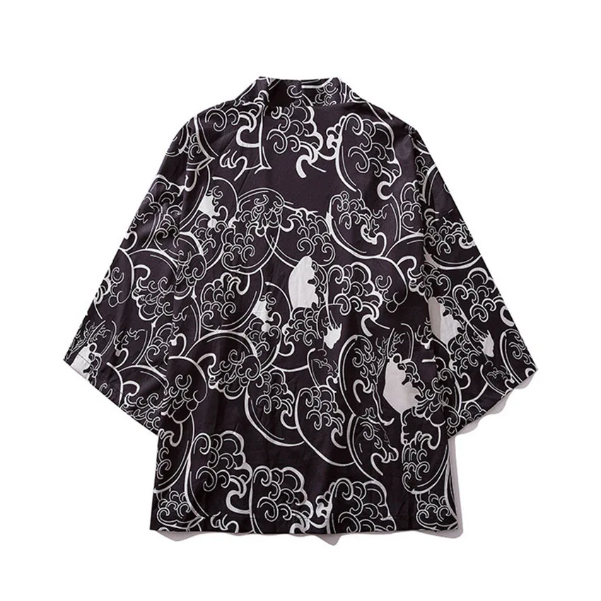 Азиатское японское модное кимоно Haori кардиган Мужская Летняя тонкая Солнцезащитная одежда для пляжного отдыха мужской Восточный плащ