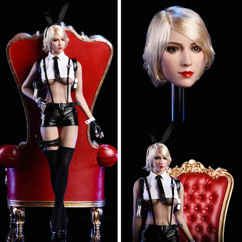 

DIY 1:6 Female Figure Accessory 18XG18 Bunny Girl Killer Head & Clothes Set & Shoes Model for 12'' Suntan Action Figure Body