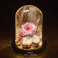 2021 new romantic christmas gifts eternal rose in glass dome led desk lamp decoration for wedding birthday valentines day gift