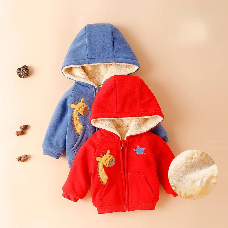 

Baby Jacket Autumn and Winter Thickening Baby Boy Jacket Lamb Plush Warm Clothes Girls Spring and Autumn Outing Autumn Clothes