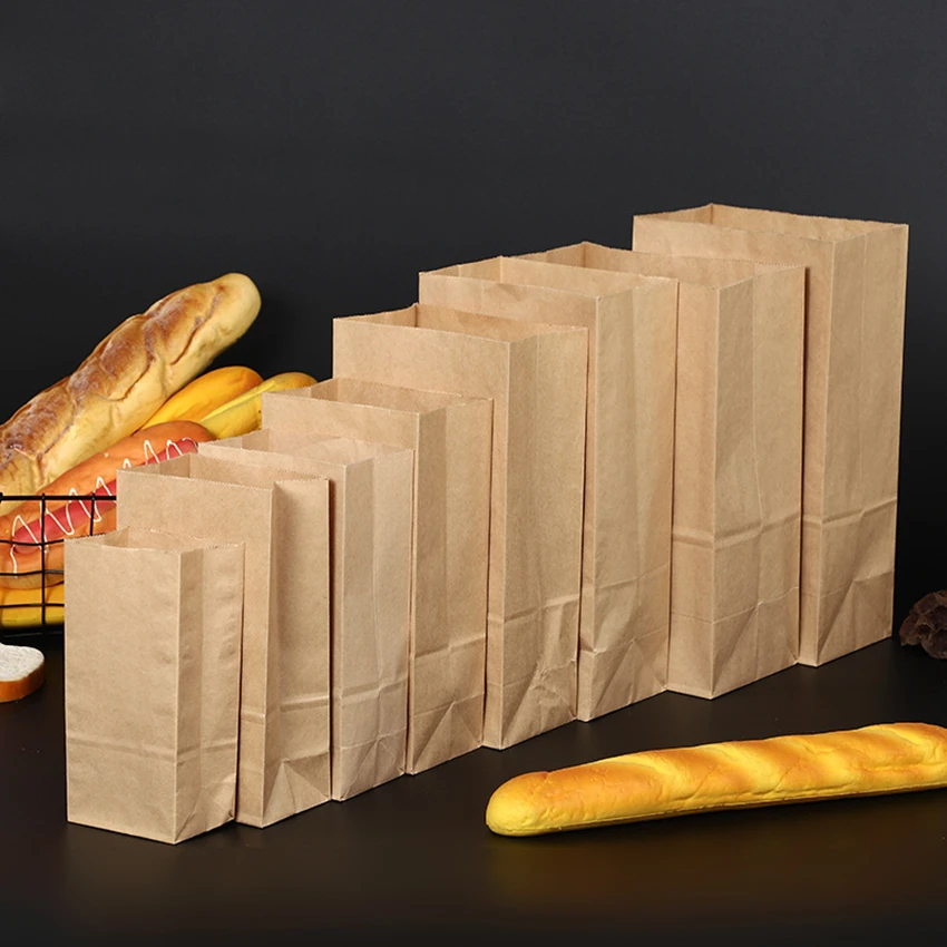 50/100 kraft paper bags biscuit candy baking sandwich bread bag recyclable takeaway bag wedding supplies gift bag